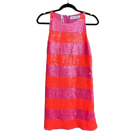 Anthropologie $598 Mac Duggal Sleeveless Sequin Striped Mini Dress NEW - Picture 4 of 8